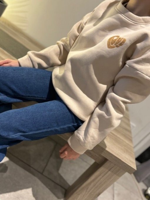 Pull beige LOVE Filles
