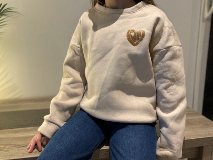 Pull beige LOVE Filles